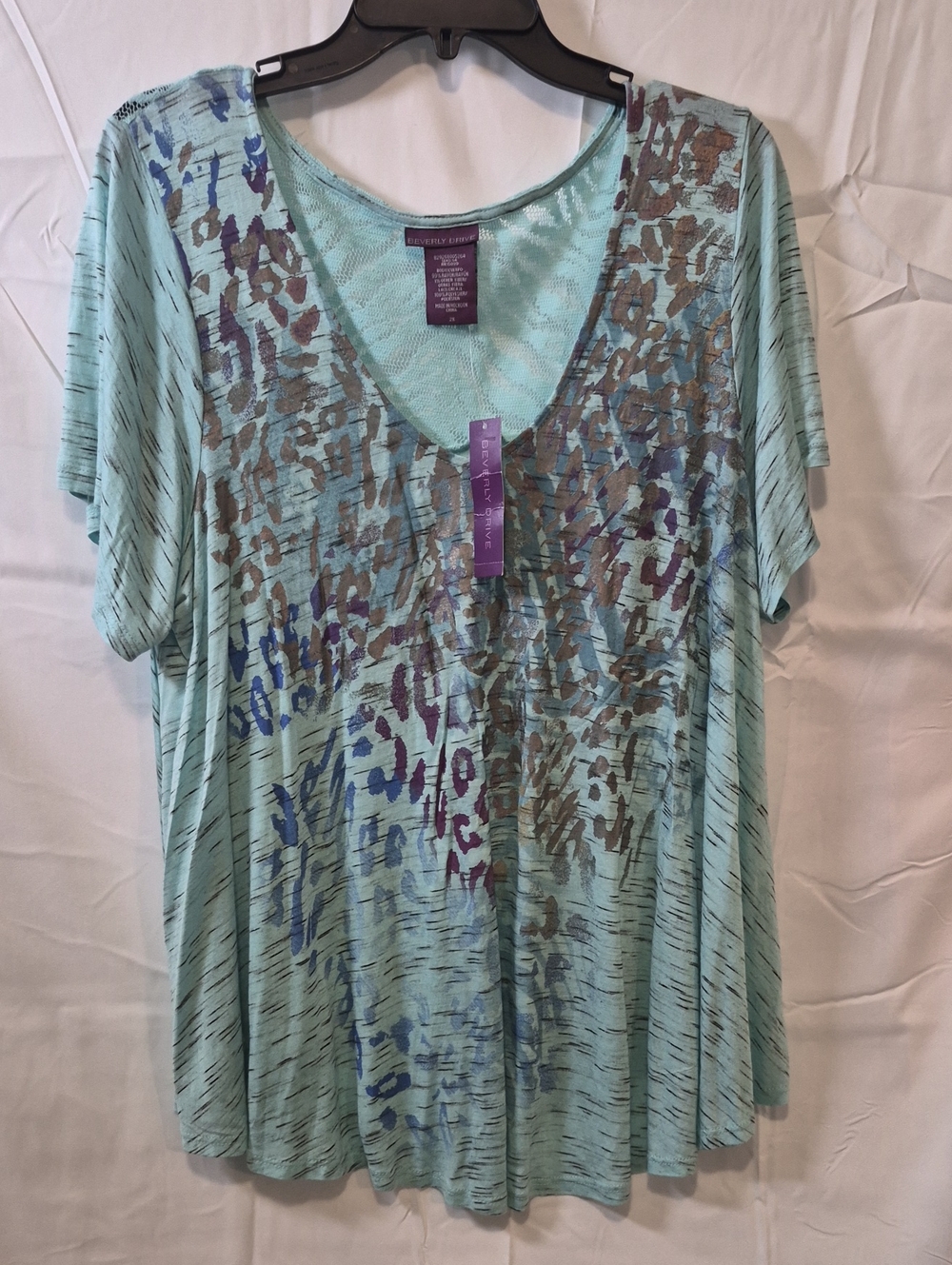 Beverly Drive Abstract Tunic in Blue & Brown Size 2X NWT